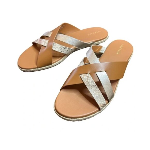 Cole Haan Florens Slide Sandals Leather Women's - Pecan Metallic 9.5 - Picture 3 of 8